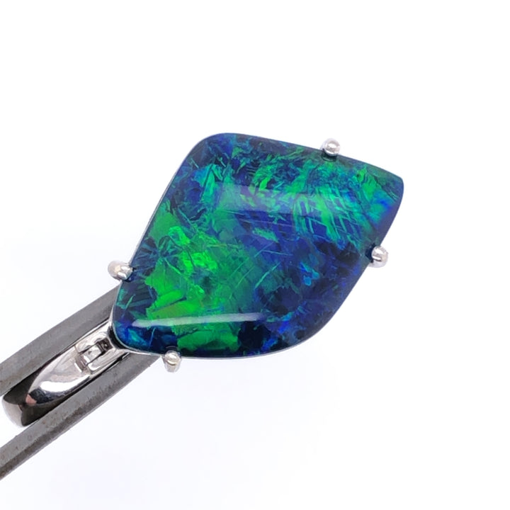 Custom Made 9ct White Gold Opal & Diamond Enhancer