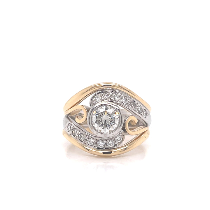 Custom Made 18ct Yellow & White Gold Diamond Wedding Set