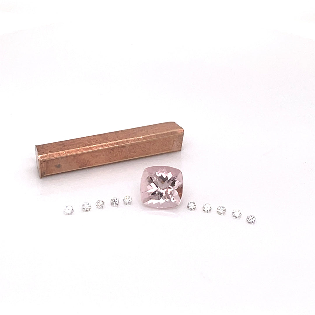 Custom Made 18ct Rose & White Gold Morganite & Diamond Engagement Ring