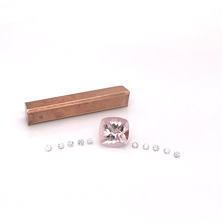 Custom Made 18ct Rose & White Gold Morganite & Diamond Engagement Ring
