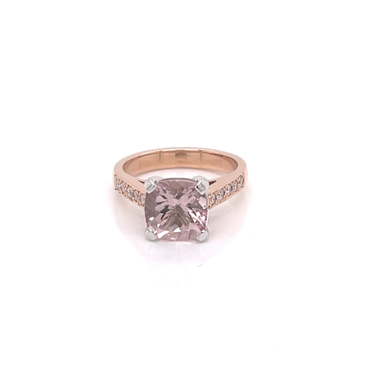 Custom Made 18ct Rose & White Gold Morganite & Diamond Engagement Ring