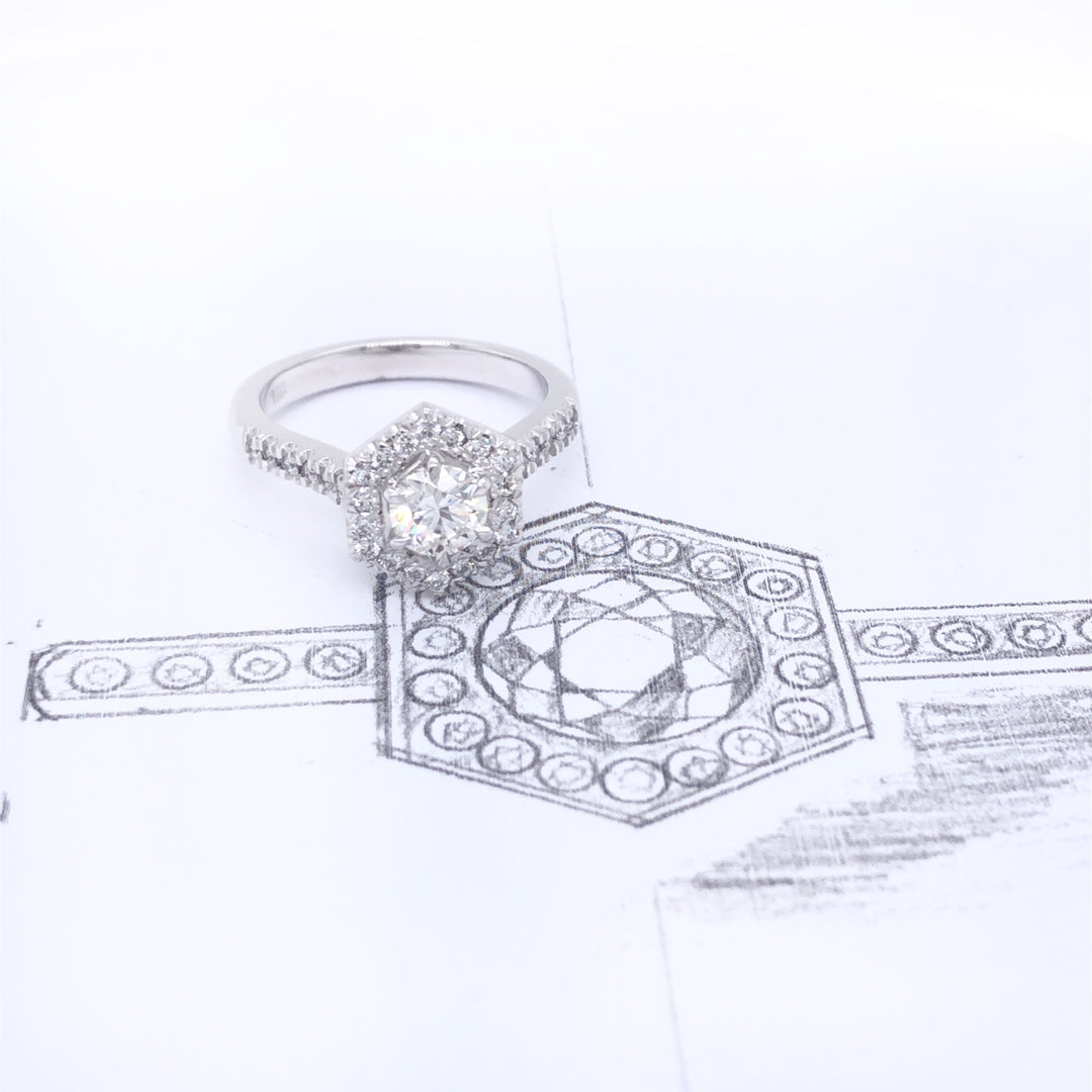 Custom Made 18ct White Gold Diamond Engagement Ring