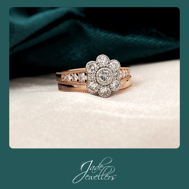 Custom Made 18ct Rose Gold Diamond Engagement & Wedding Ring