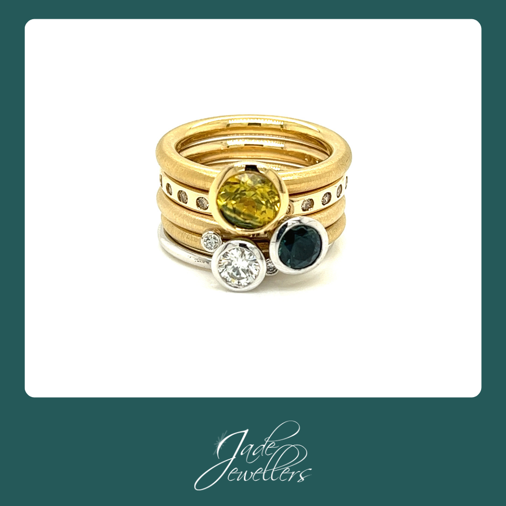 Custom Made 9ct Yellow Gold Stackable Ring Set – Jade Jewellers