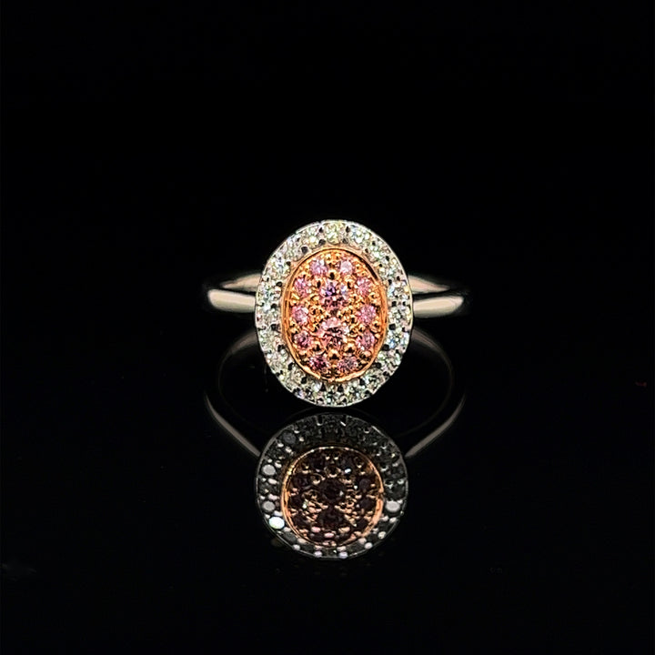 Custom Made Platinum & 18ct Rose Gold Pink Argyle & Diamond Ring