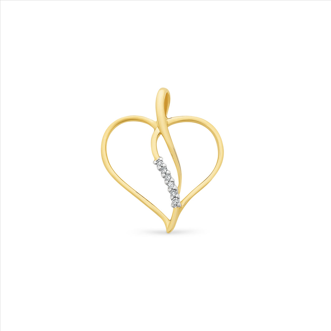 9ct Yellow Gold Diamond Heart Pendant