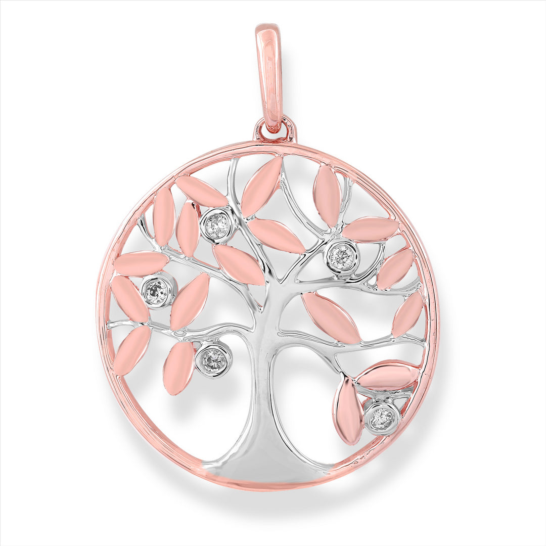 9ct Rose & White Gold Tree Of Life Pendant