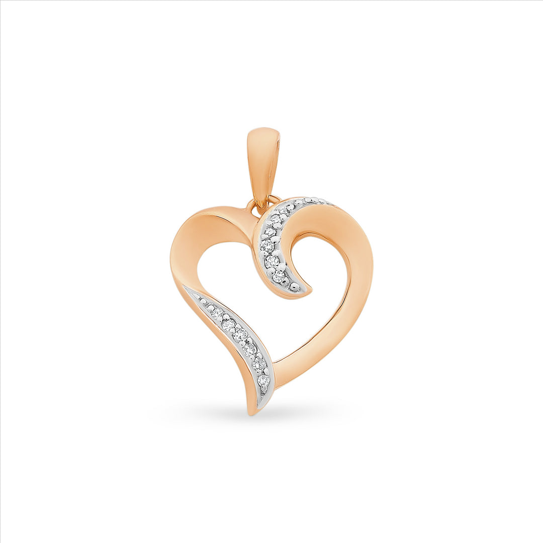 9ct Rose Gold Diamond Heart Pendant