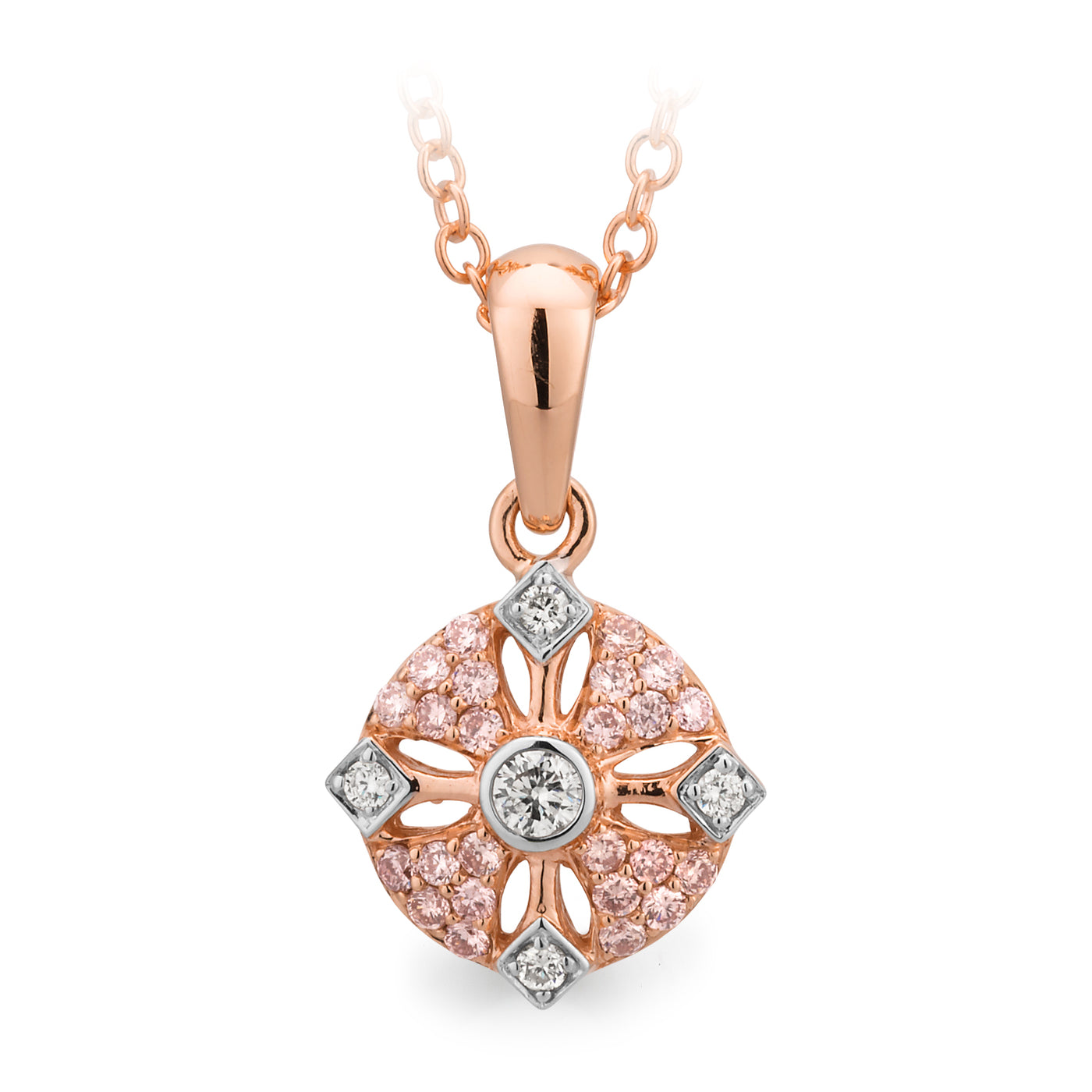 Pink Caviar 9ct Rose & White Gold Argyle Pink Diamond Pendant