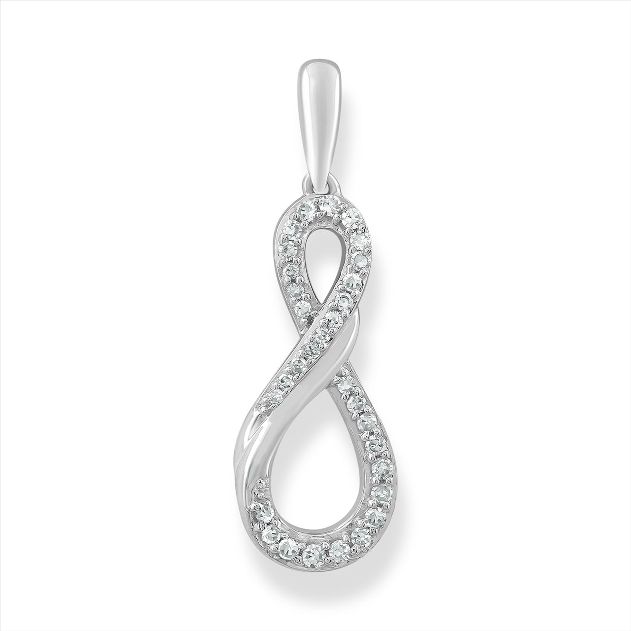 9ct White Gold Infinity Diamond Pendant