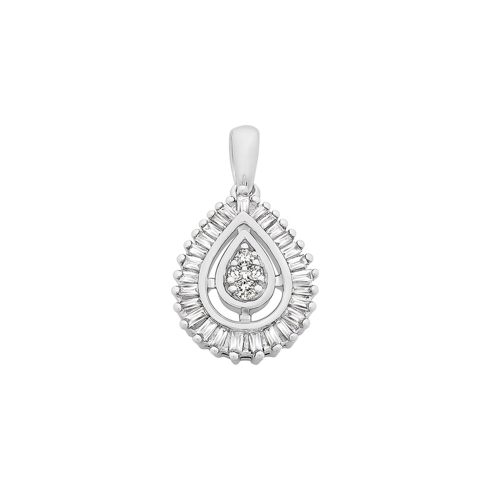 9ct White Gold Diamond Teardrop Pendant