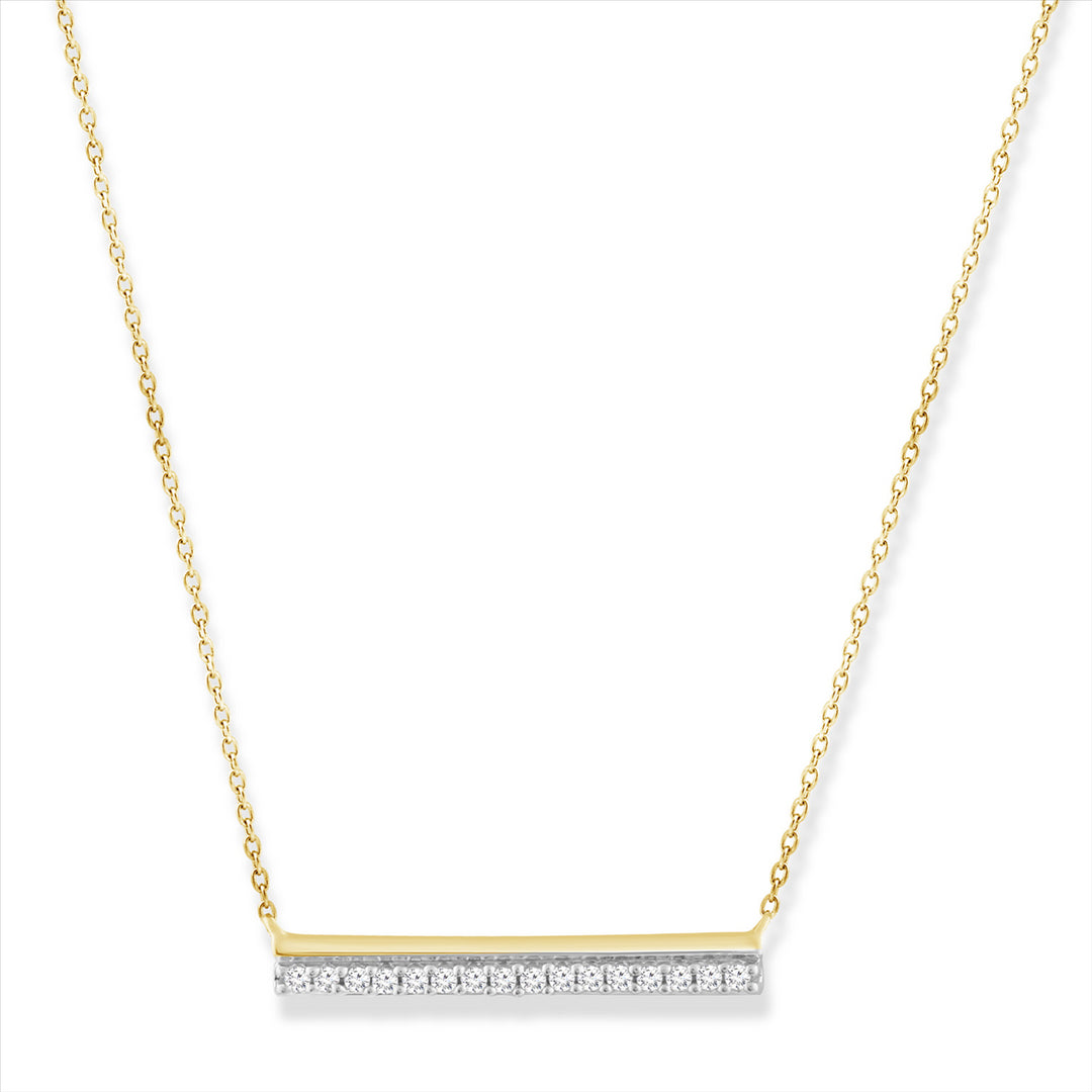 9ct Yellow Gold Bar Diamond Neckalce