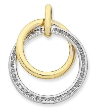 9ct Yellow Gold & White Gold Cubic Zirconia Double Circle Pendant