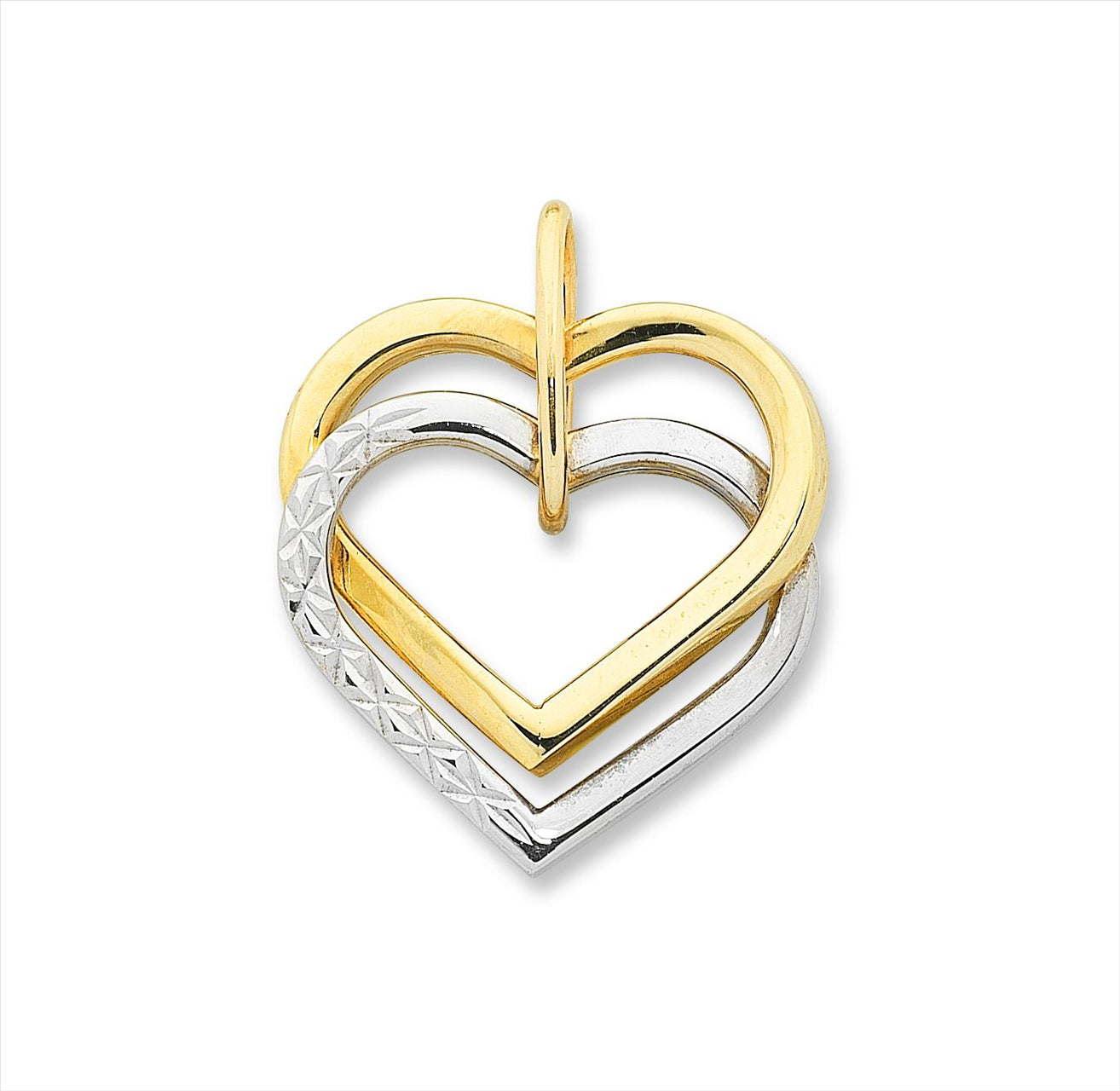 9ct Yellow Gold & White Gold Heart Pendant
