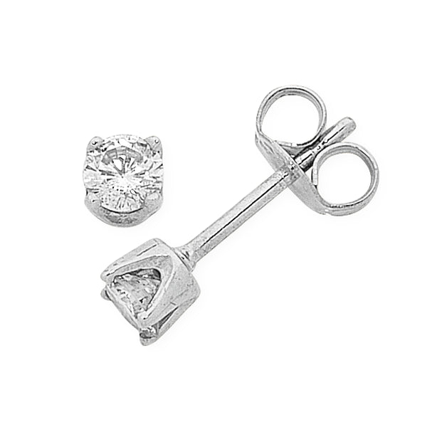 9ct White Gold Diamond Stud Earrings