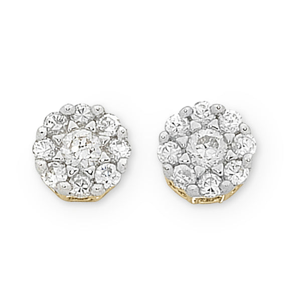 9ct Yellow Gold Diamond Stud Earrings