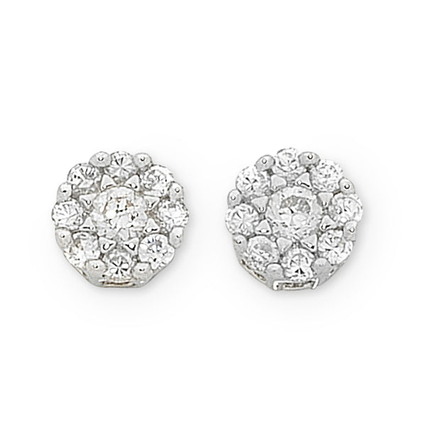 9ct White Gold Diamond Stud Earrings