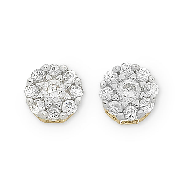 9ct Yellow Gold Diamond Stud Earrings