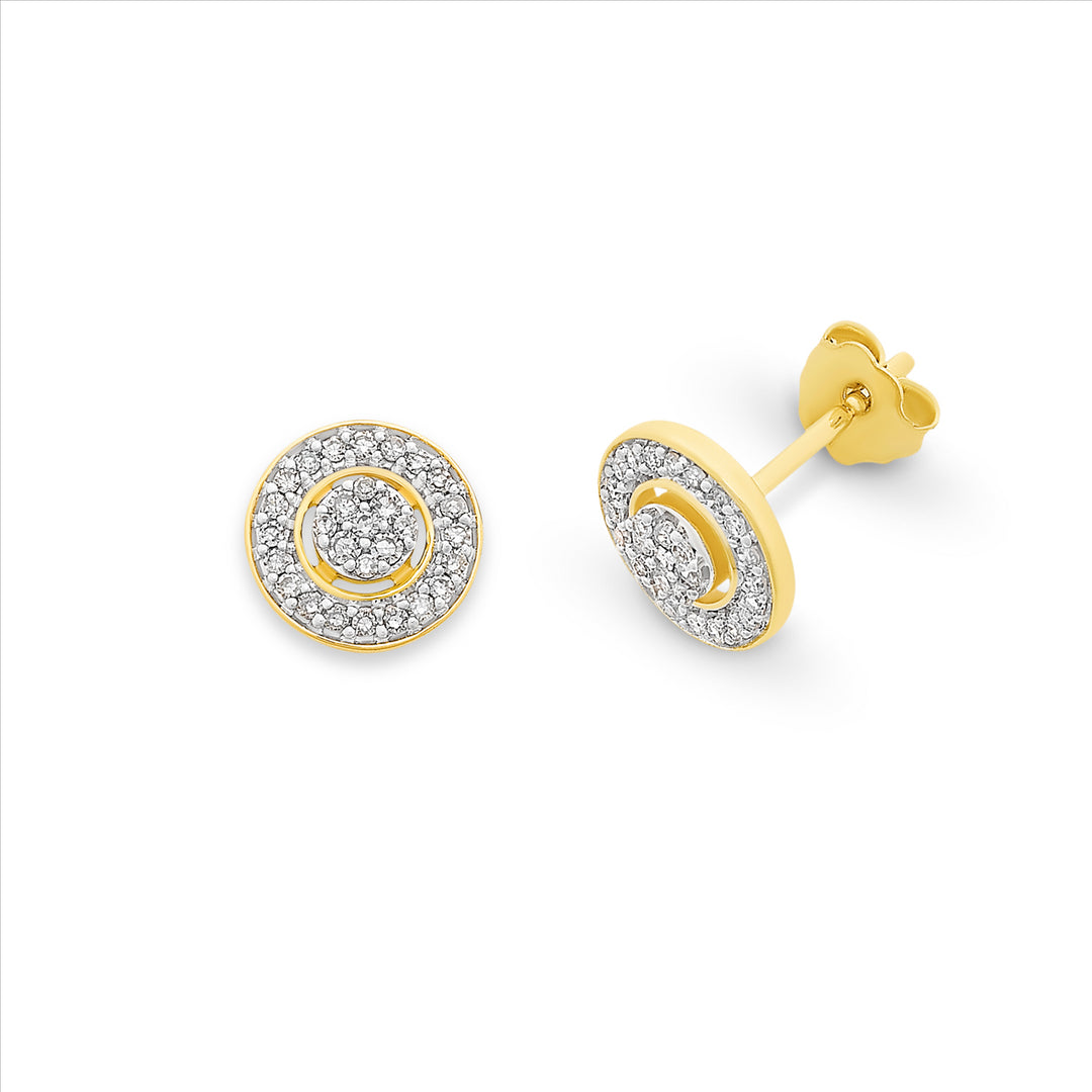 9ct Yellow Gold Diamond Stud Earrings