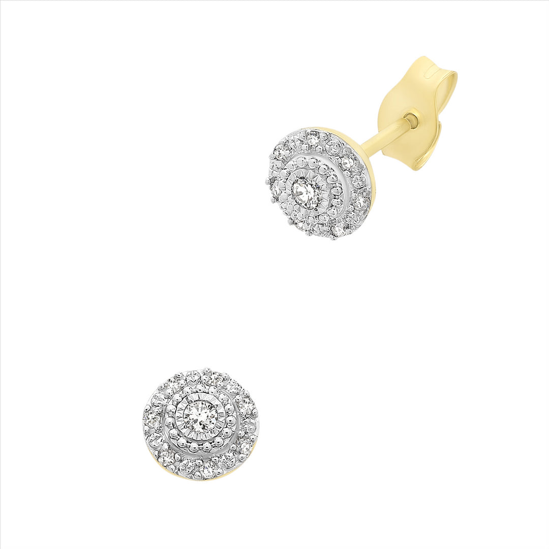 9ct Yellow Gold & White Gold Diamond Stud Earrings