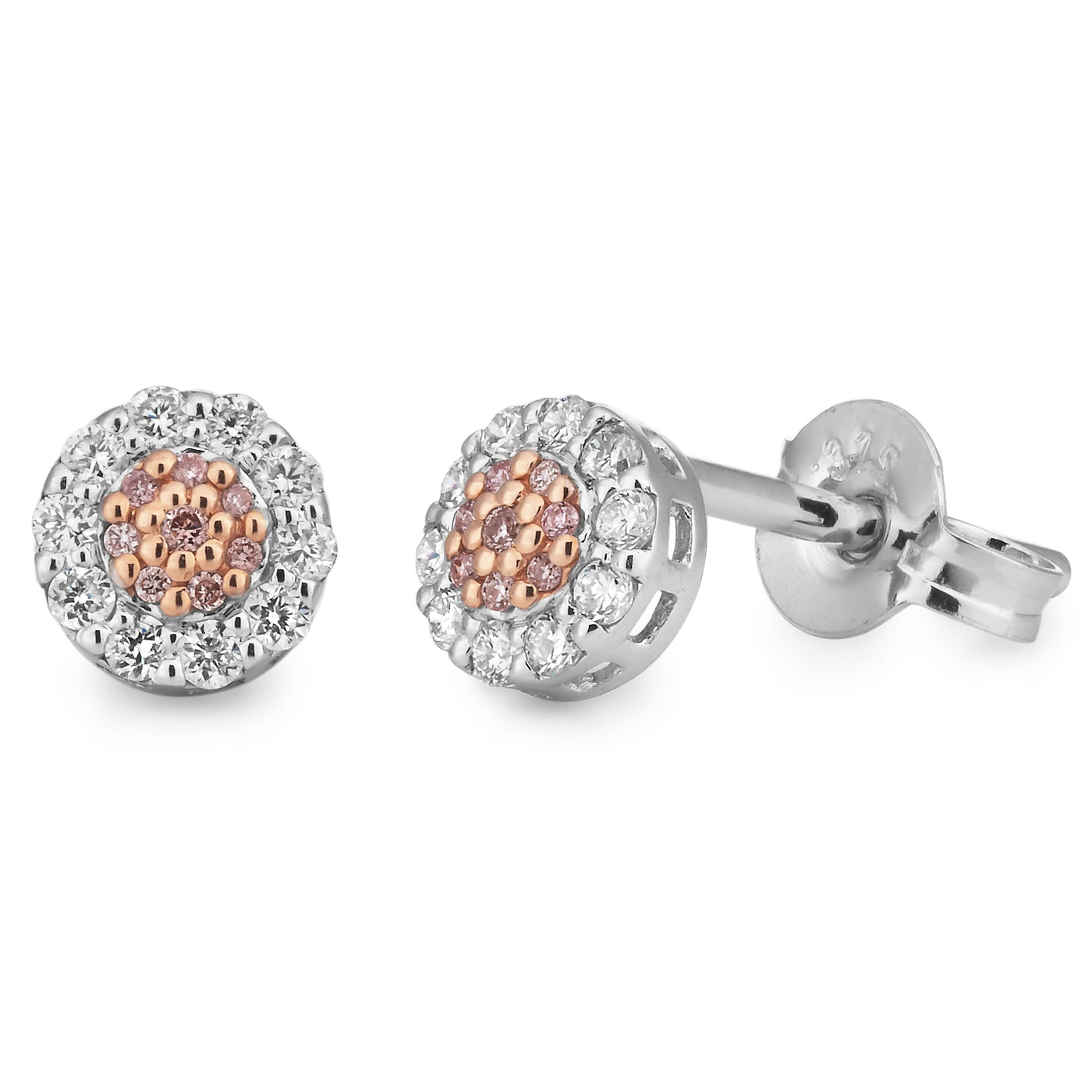 Pink Caviar 9ct White & Rose Gold Argyle Pink Diamond Stud Earrings