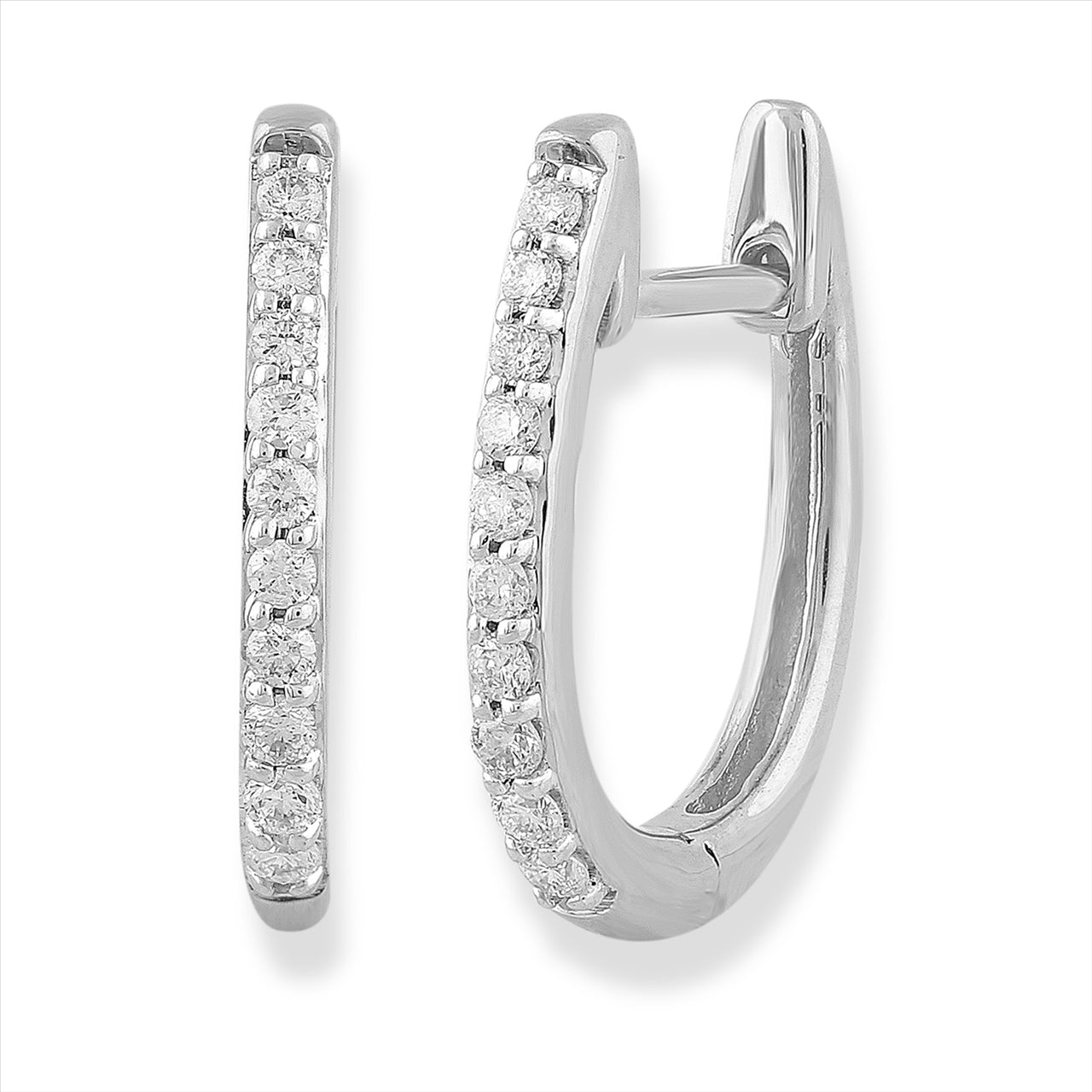9ct White Gold Diamond Huggie Earrings