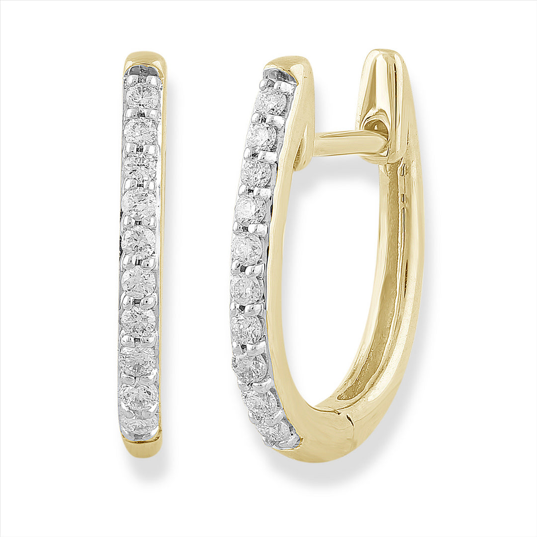 9ct Yellow Gold Diamond Huggie Earrings