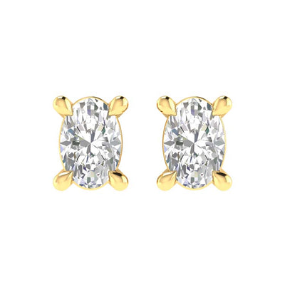 9ct Yellow Gold Oval Solitaire Diamond Stud Earrings