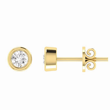 9ct Yellow Gold Solitaire Diamond Stud Earrings