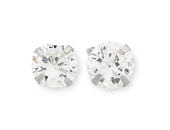 9ct White Gold Cubic Zirconia Stud Earrings