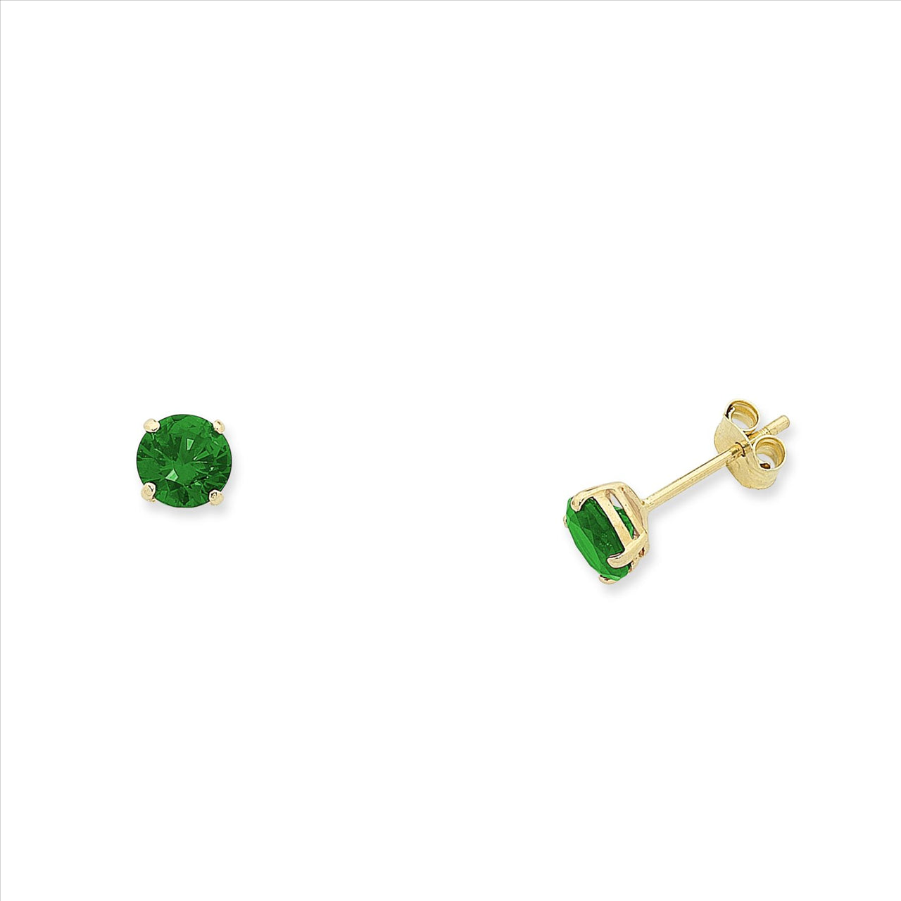 9ct Yellow Gold Natural Emerald Stud Earrings