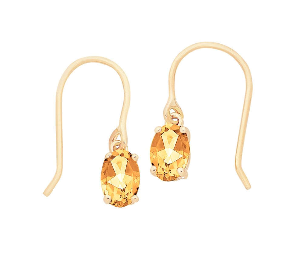9ct Yellow Gold Citrine Shepherd Hook Earrings