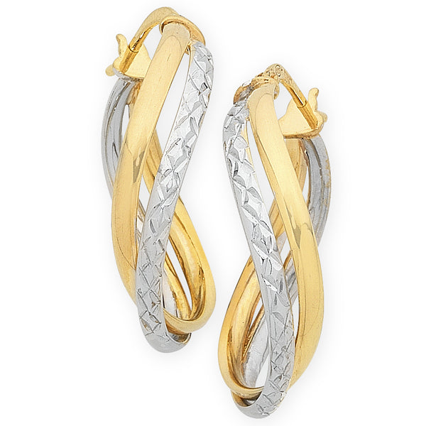 9ct Yellow Gold & White Gold Silver Filled Hoops