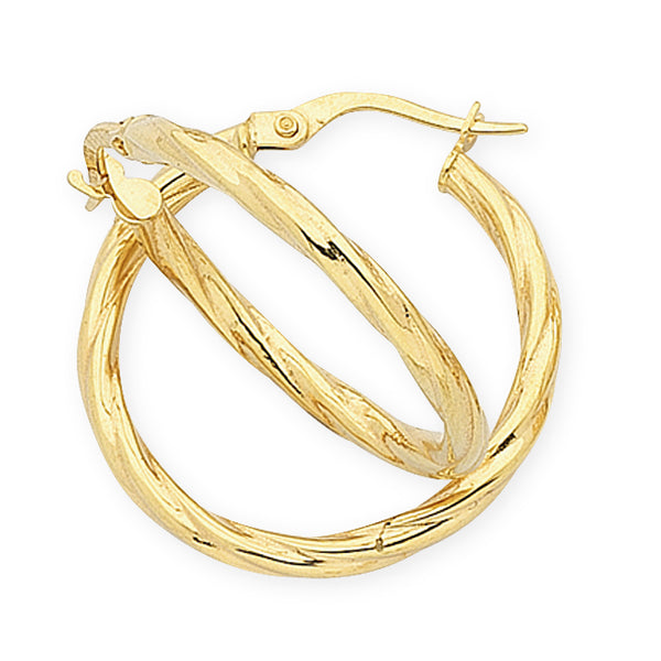 9ct Yellow Gold Silver Filled Hoops