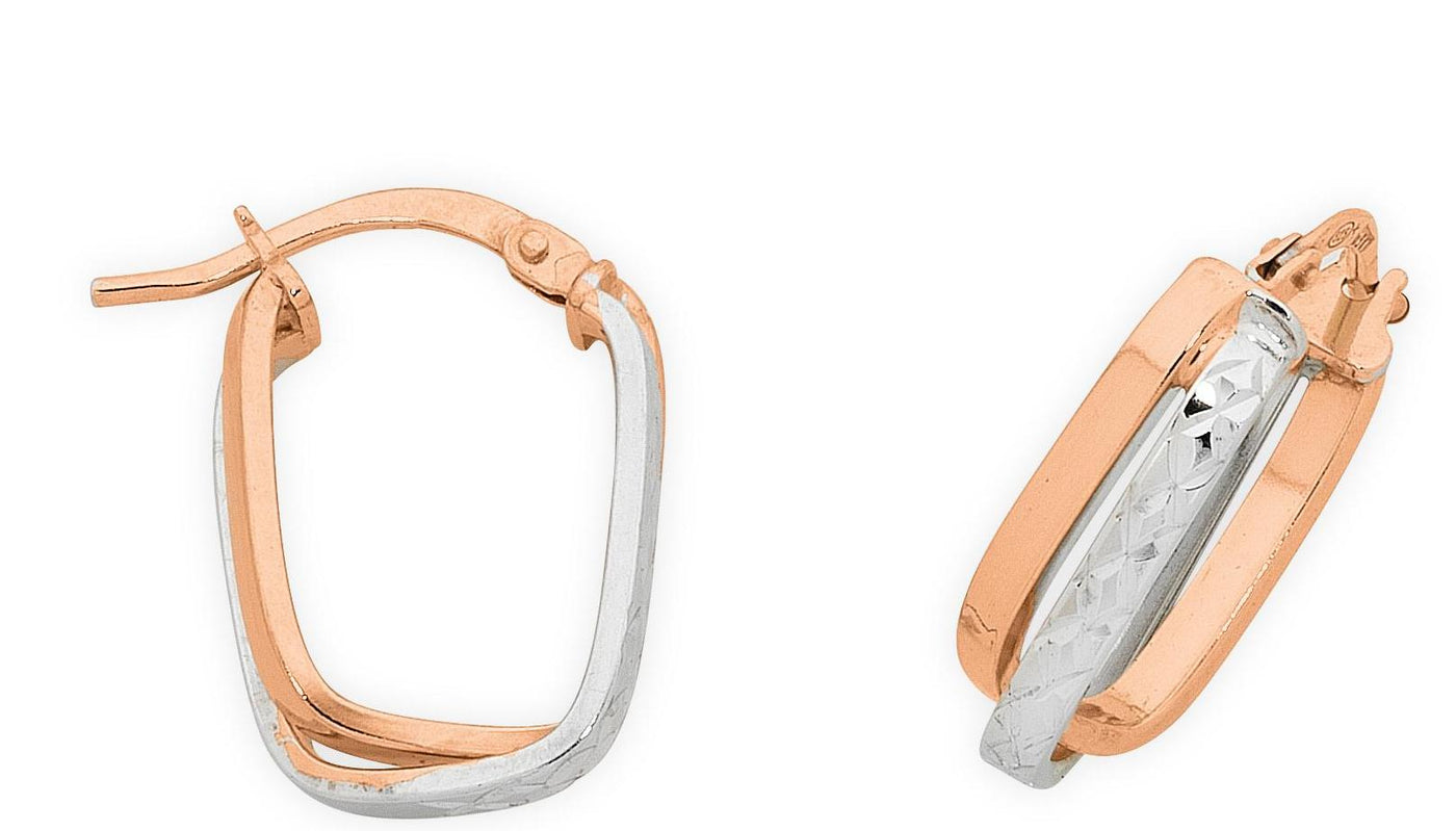 9ct Rose Gold & White Gold Silver Filled Hoops