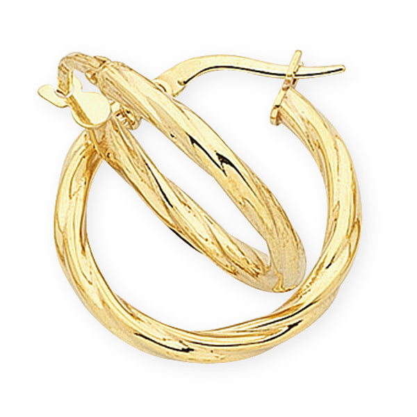 9ct Yellow Gold Silver Filled Hoops