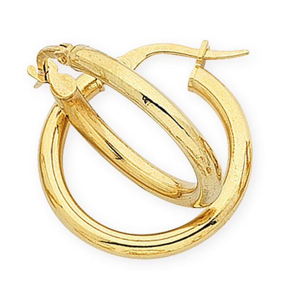 9ct Yellow Gold Silver Filled Hoops