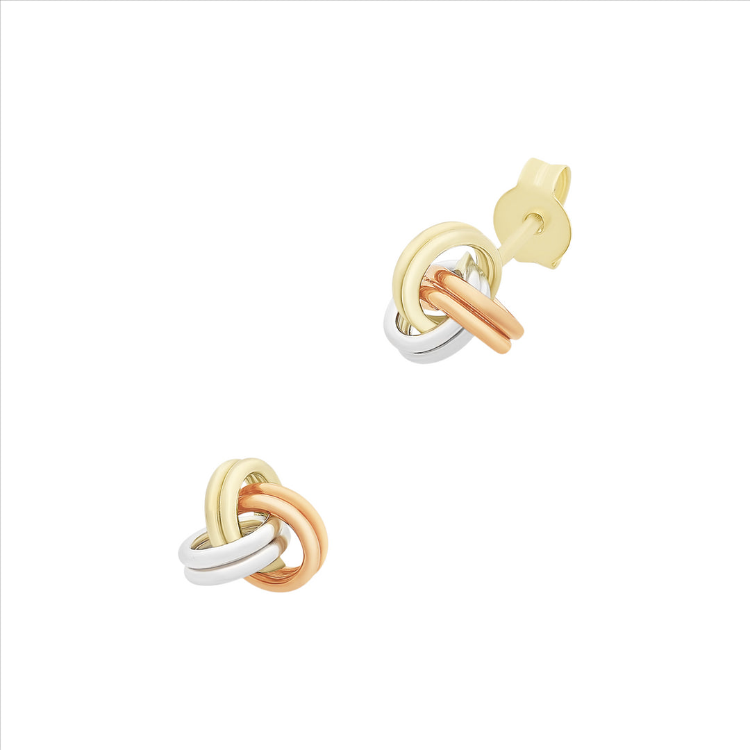 9ct Tri-Tone Stud Earrings