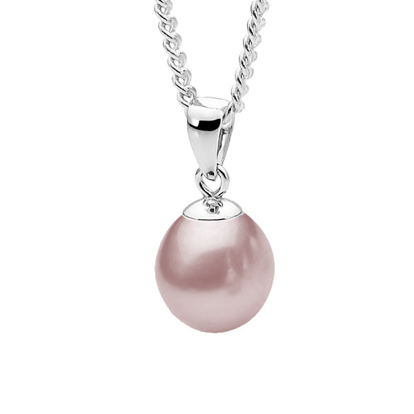 Ikecho Sterling Silver Pink Pearl Drop Pendant
