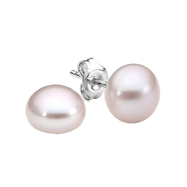 Ikecho Sterling Silver Pink Pearl Stud Earrings