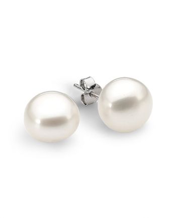 Ikecho Sterling Silver White Freshwater Pearl Stud Earrings