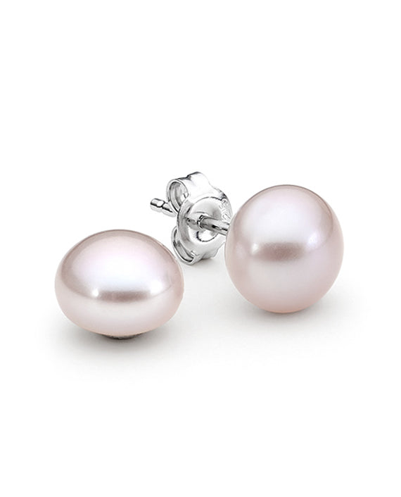 Ikecho Sterling Silver Pink Freshwater Pearl Stud Earrings