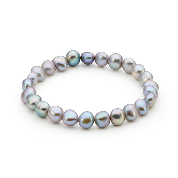 Ikecho Grey Dyed Pearl Elastic Bracelet
