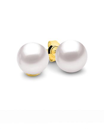 Ikecho 9ct Yellow Gold White Pearl Stud Earrings