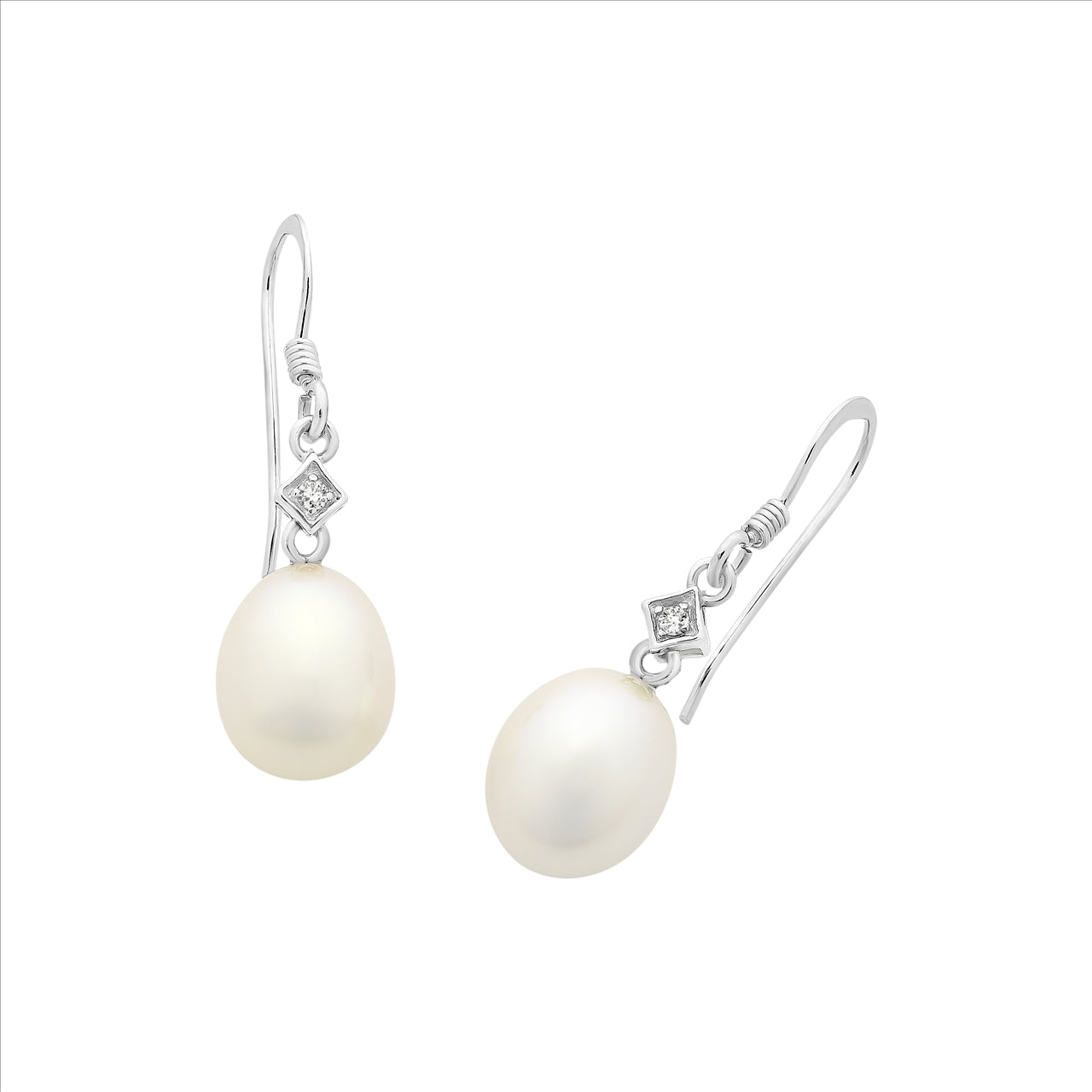 Cubic zirconia & freshwater pearl earrings Sterling silver