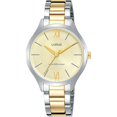 Lorus Ladies Everyday Dress Watch Silver Toned & Gold Plated Stainless Steel 50m Water Resistant