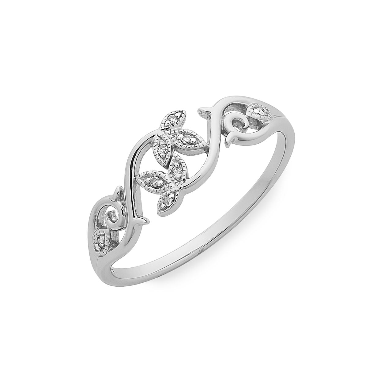 Sterling Silver Diamond Nature Ring