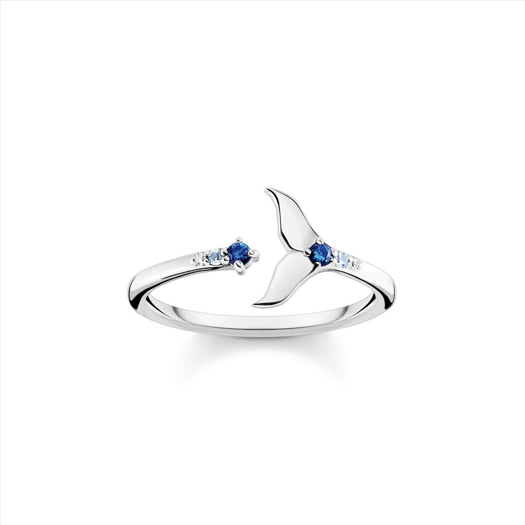 Thomas Sabo "Ocean Vibes" Sterling Silver Dolphin Tail Blue Cubic Zirconia Ring