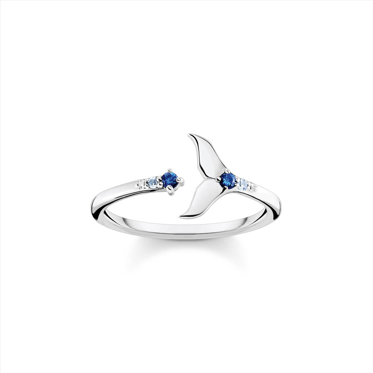 Thomas Sabo "Ocean Vibes" Sterling Silver Dolphin Tail Blue Cubic Zirconia Ring