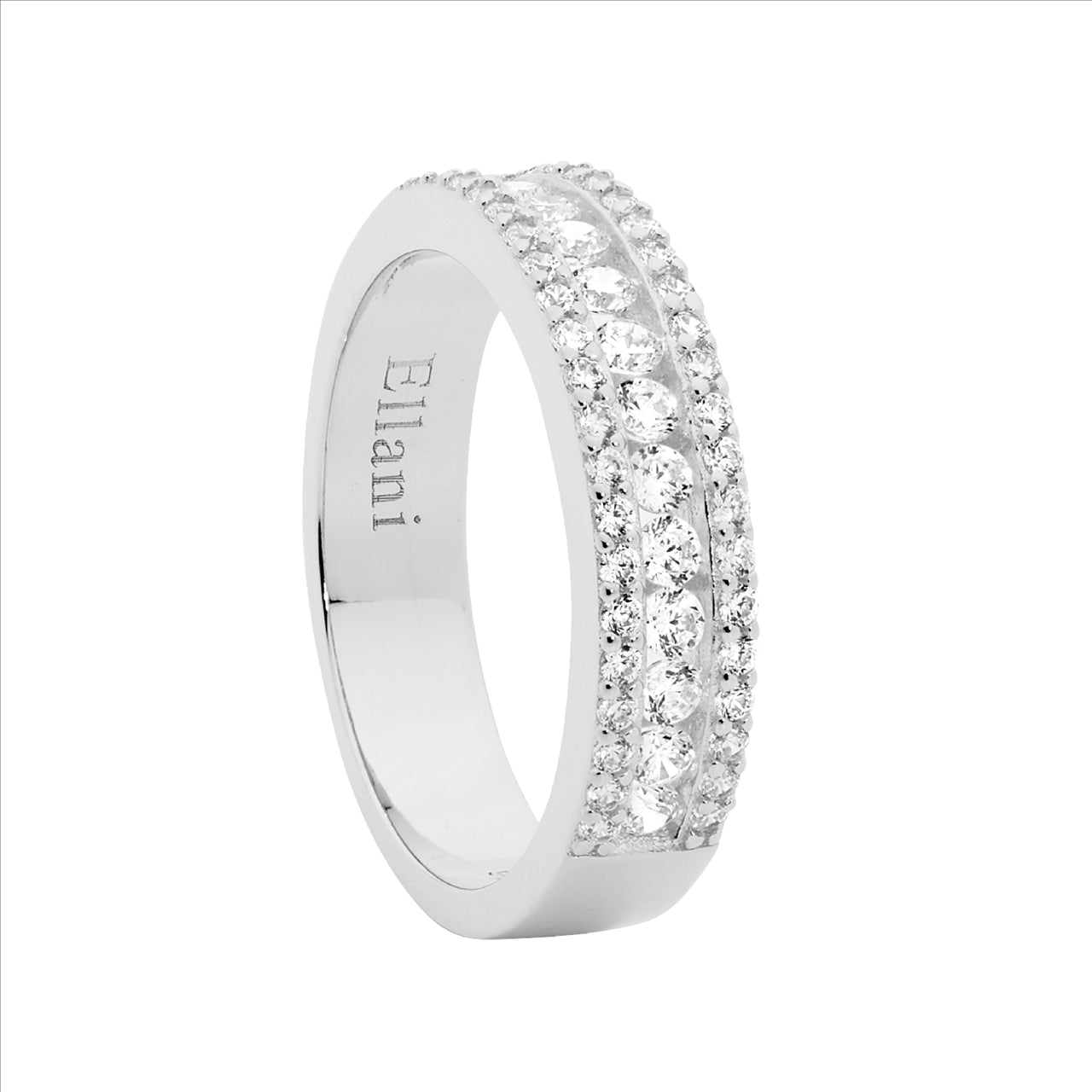 Ellani Sterling Silver White Cubic Zirconia Ring